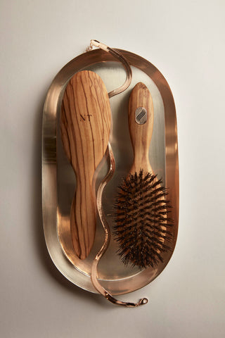 Altesse Studio personalized hairbrushes in olive wood with hand engraving and boar bristles